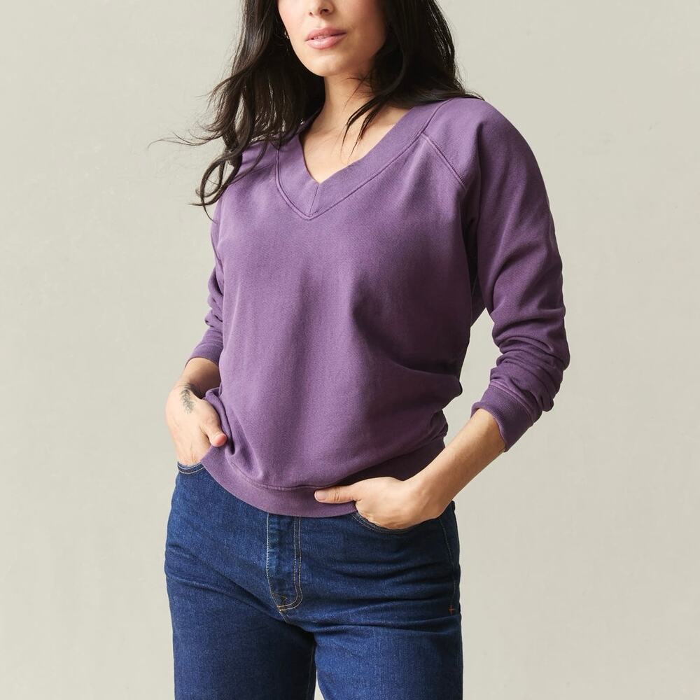 NWOT American Giant Women's French Terry V-Neck Sweatshirt Shadow Purple Large